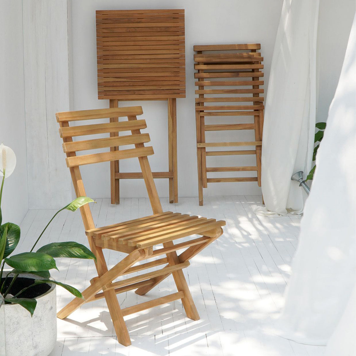 3-teiliges Balkon Set Teakholz
