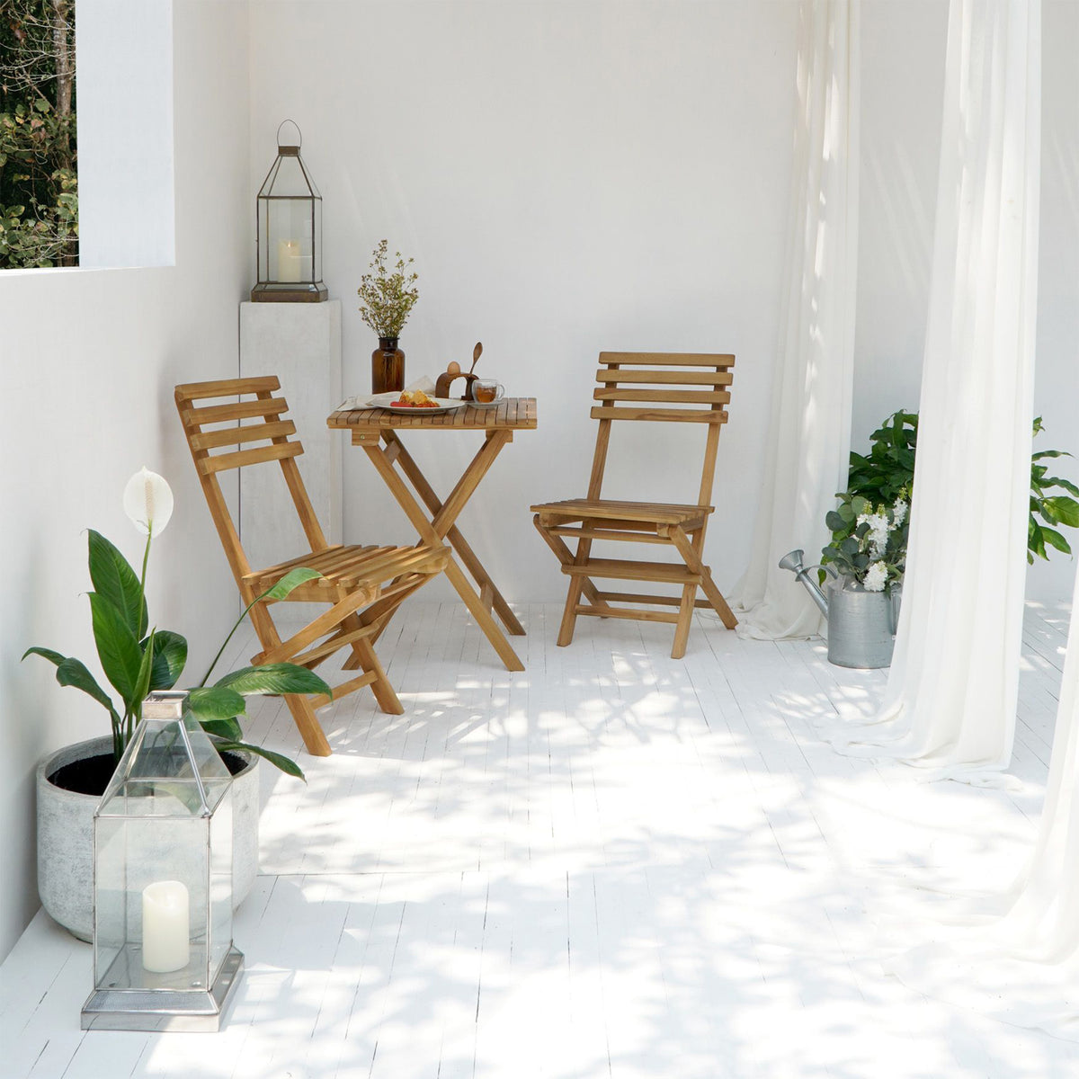 3-teiliges Balkon Set Teakholz