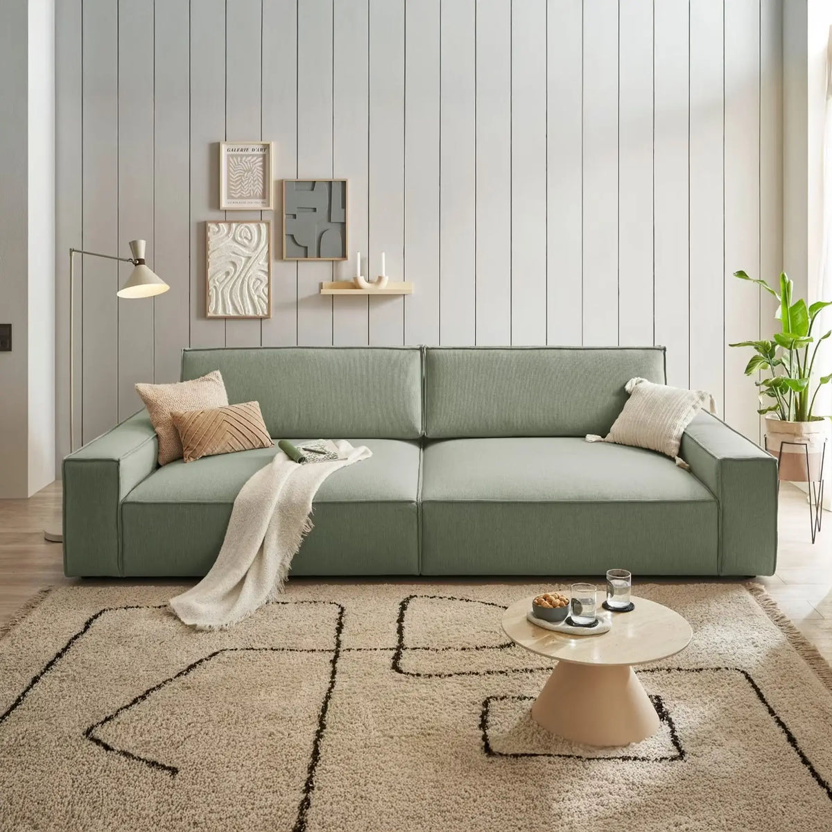 Big‑Sofa Sherwood XXL Leinenoptik Hellgrün