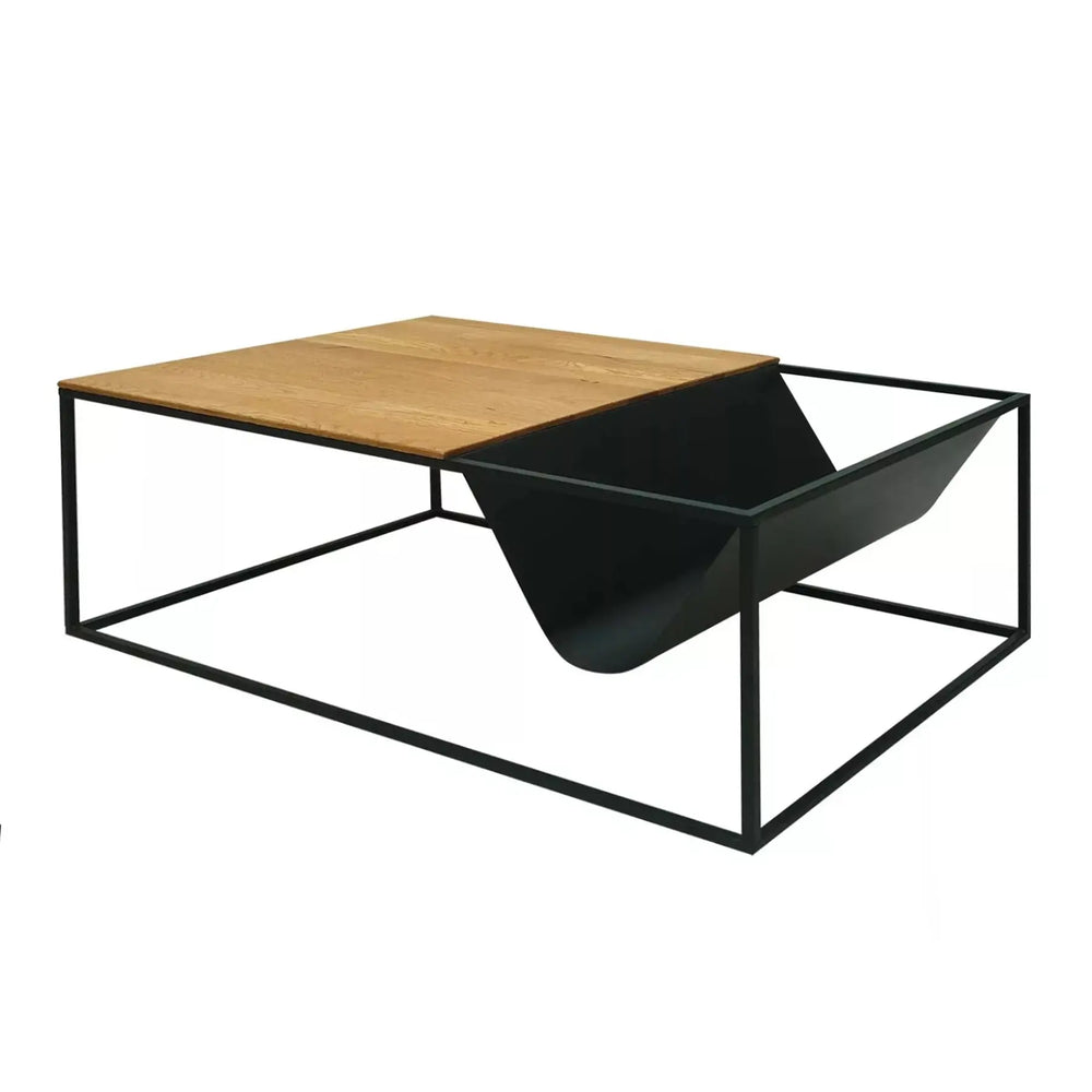 Couchtisch mit Tischplatte aus Holz und Gestell aus Metall