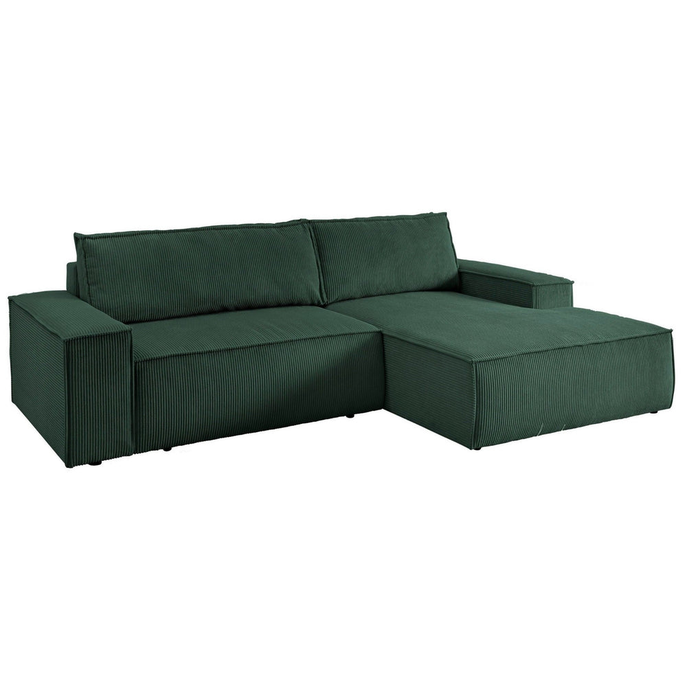 Ecksofa mit Schlaffunktion Cord dunkelgrün - Sherwood