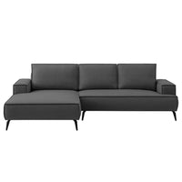 Ecksofa anthrazit-grau mit schwarzen Füßen