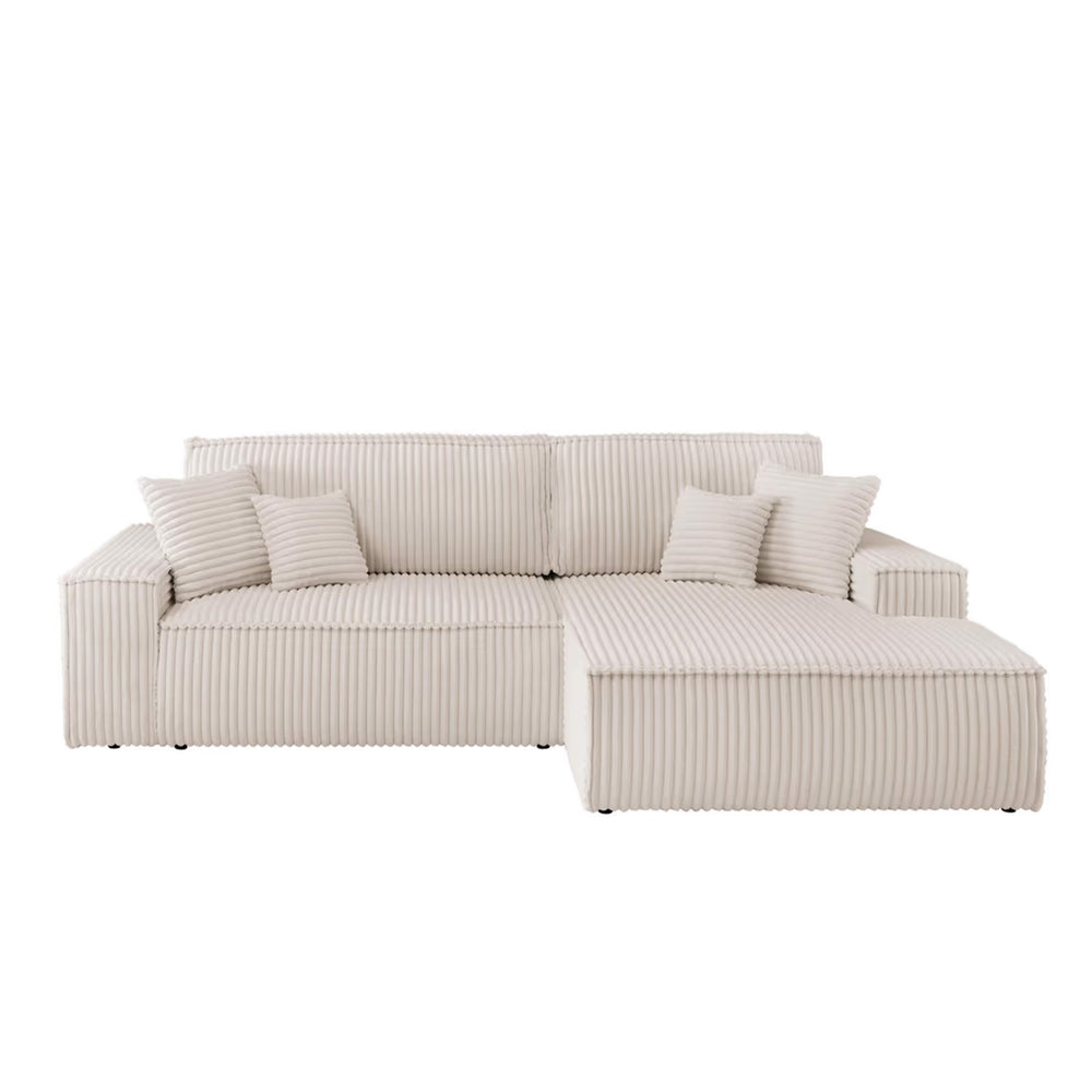 Beiges Ecksofa mit Cordbezug