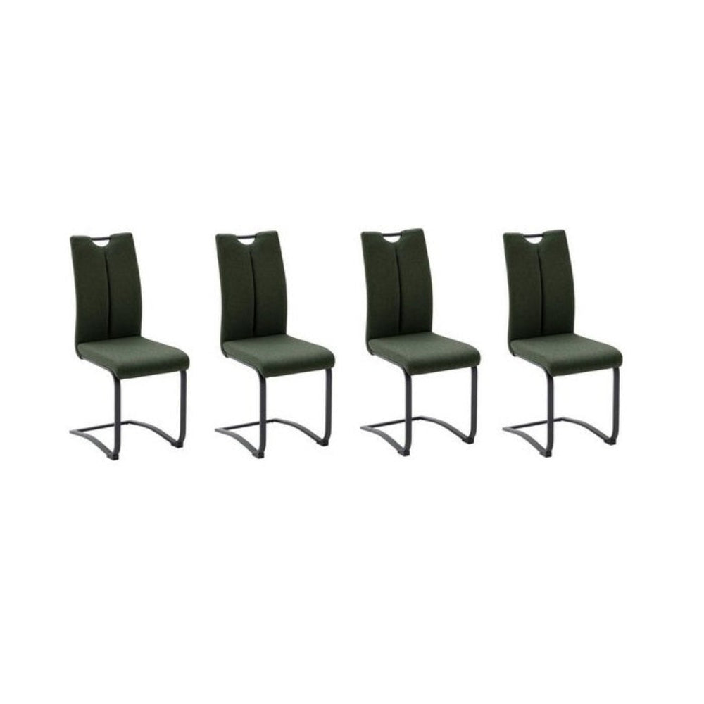 4er Set Freischwinger olivfarben mit schwarzem Fuß
