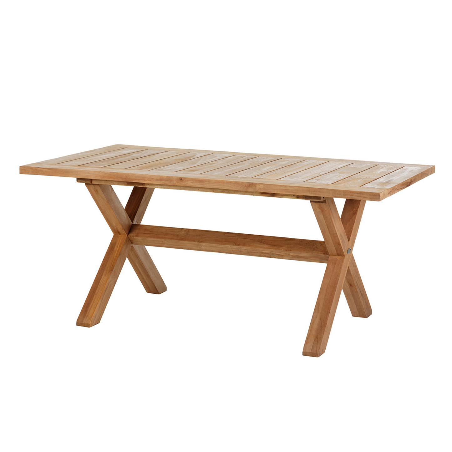 Outdoor Esstisch aus Teakholz mit X-Fuß