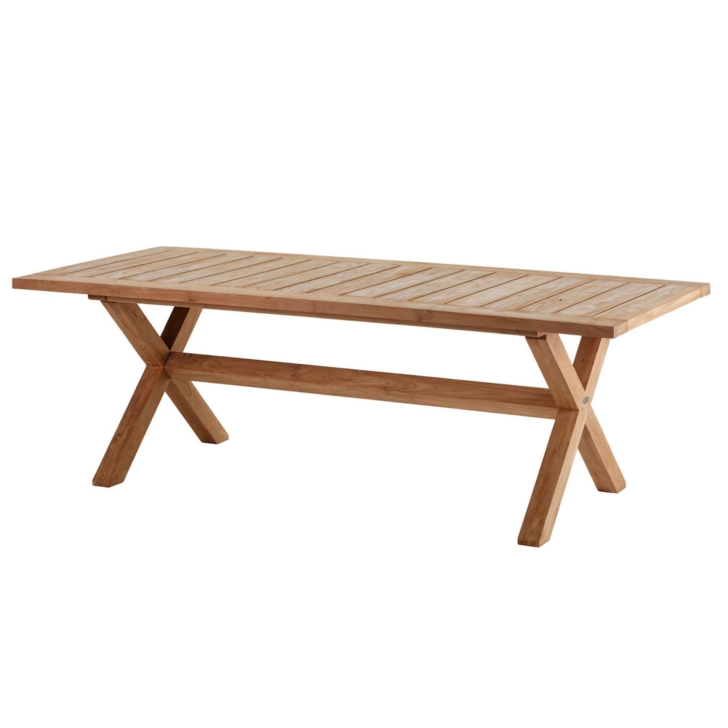 Outdoor Esstisch aus Teakholz mit X-Fuß