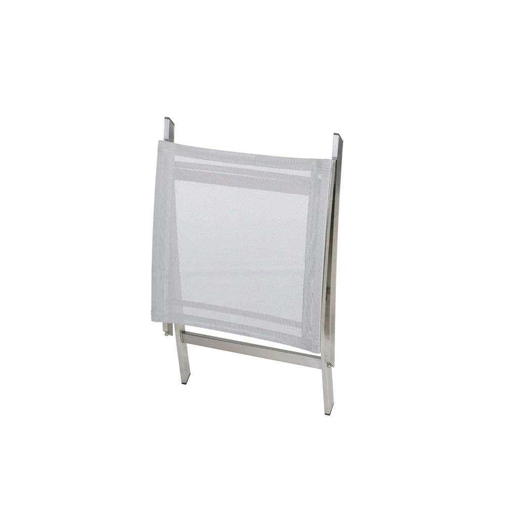 Garten Hocker weiß silber zusammengeklappt
