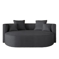 Rundes Loungesofa mit Breitcord-Bezug in grau