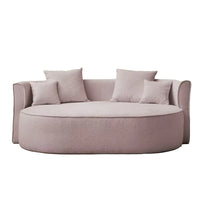 Rundes Loungesofa mit Boucle-Bezug in hellflieder