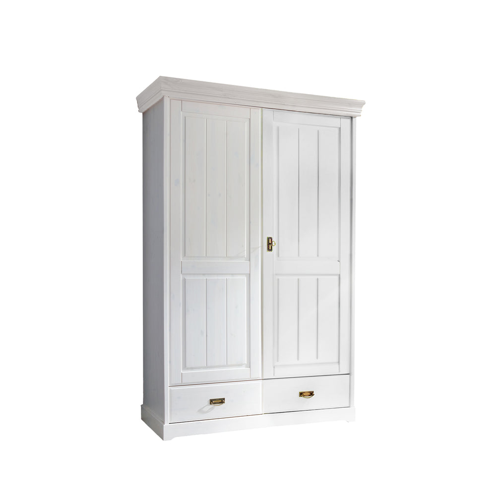 Kleiderschrank aus weißem Holz mit zwei Türen