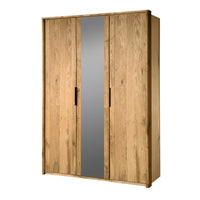 Kleiderschrank mit 2 Holztüren und 1 Spiegeltür