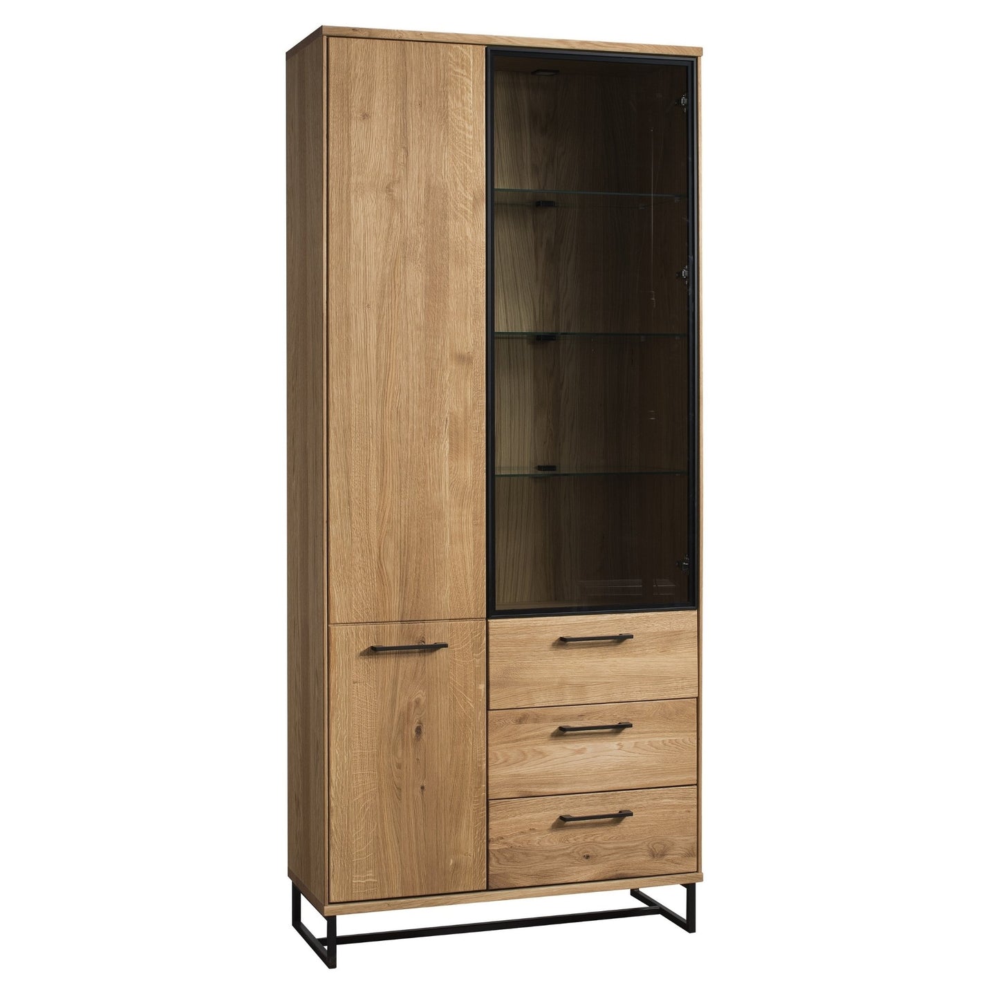 Doppelvitrine aus massiver Eiche mit Glastür