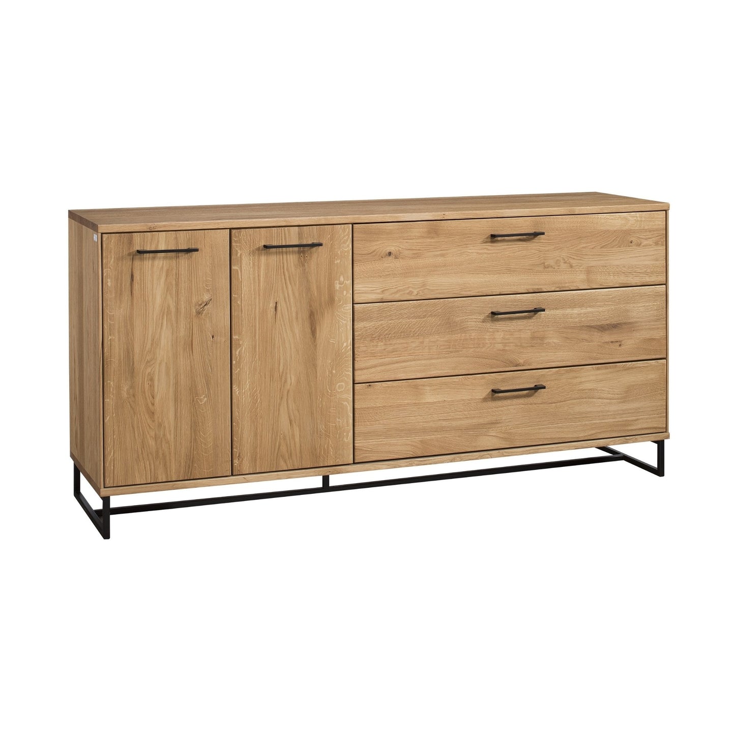 Sideboard aus Echtholzfurnier mit drei Schubladen und zwei Türen