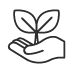 Illustration Icon: eine Hand hält eine wachsende Pflanze