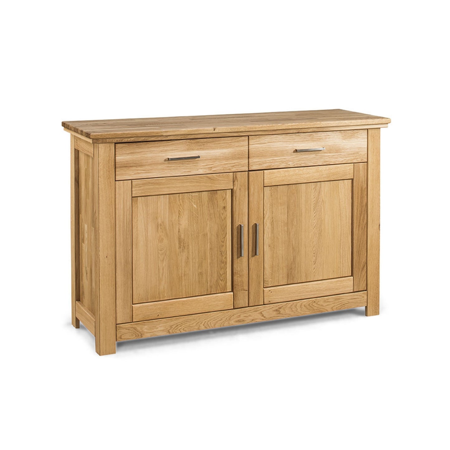 Kleines Sideboard aus massiver Eiche mit zwei Türen und zwei Schubladen