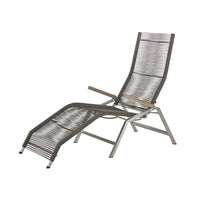 Relaxliege zum Verstellen aus Rope Mocca, Edelstahl und Teakholz