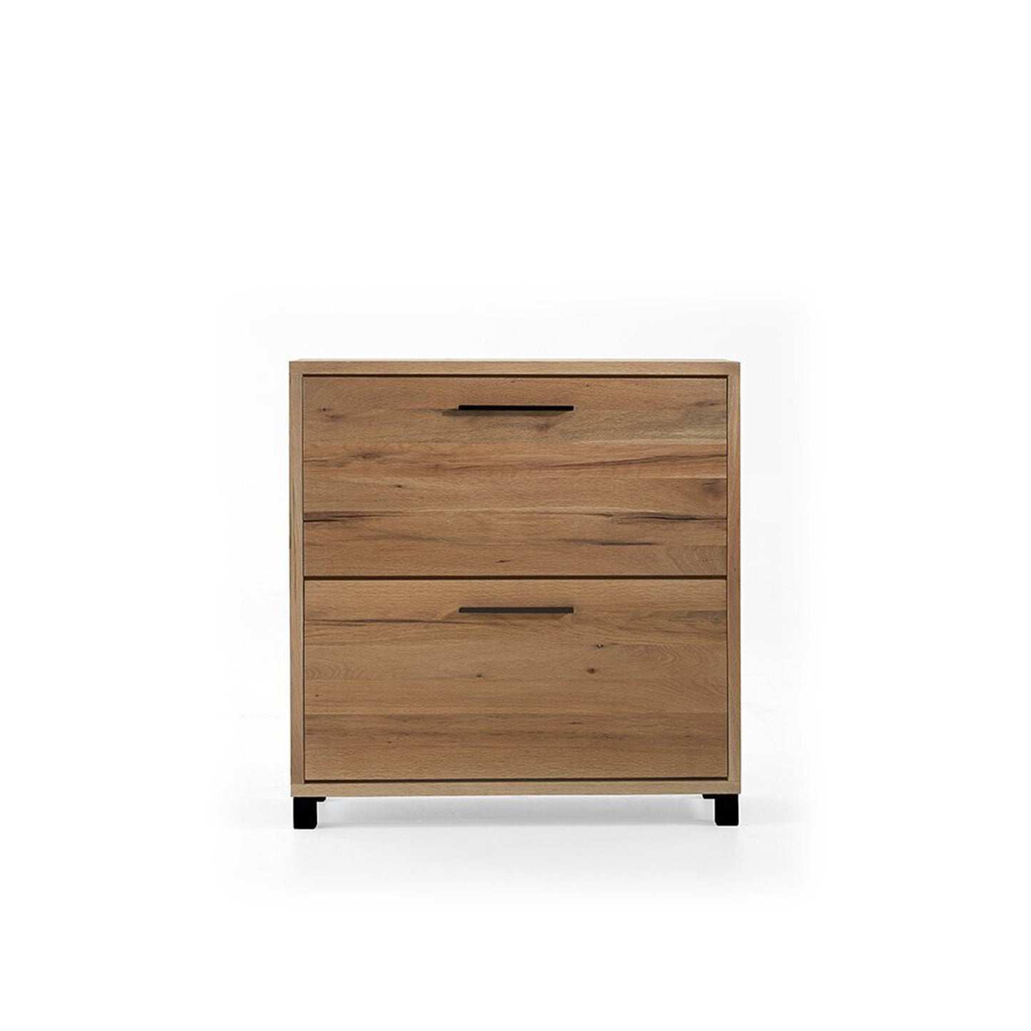 Schuhschrank mit zwei Türen aus Holz mit schwarzen Details