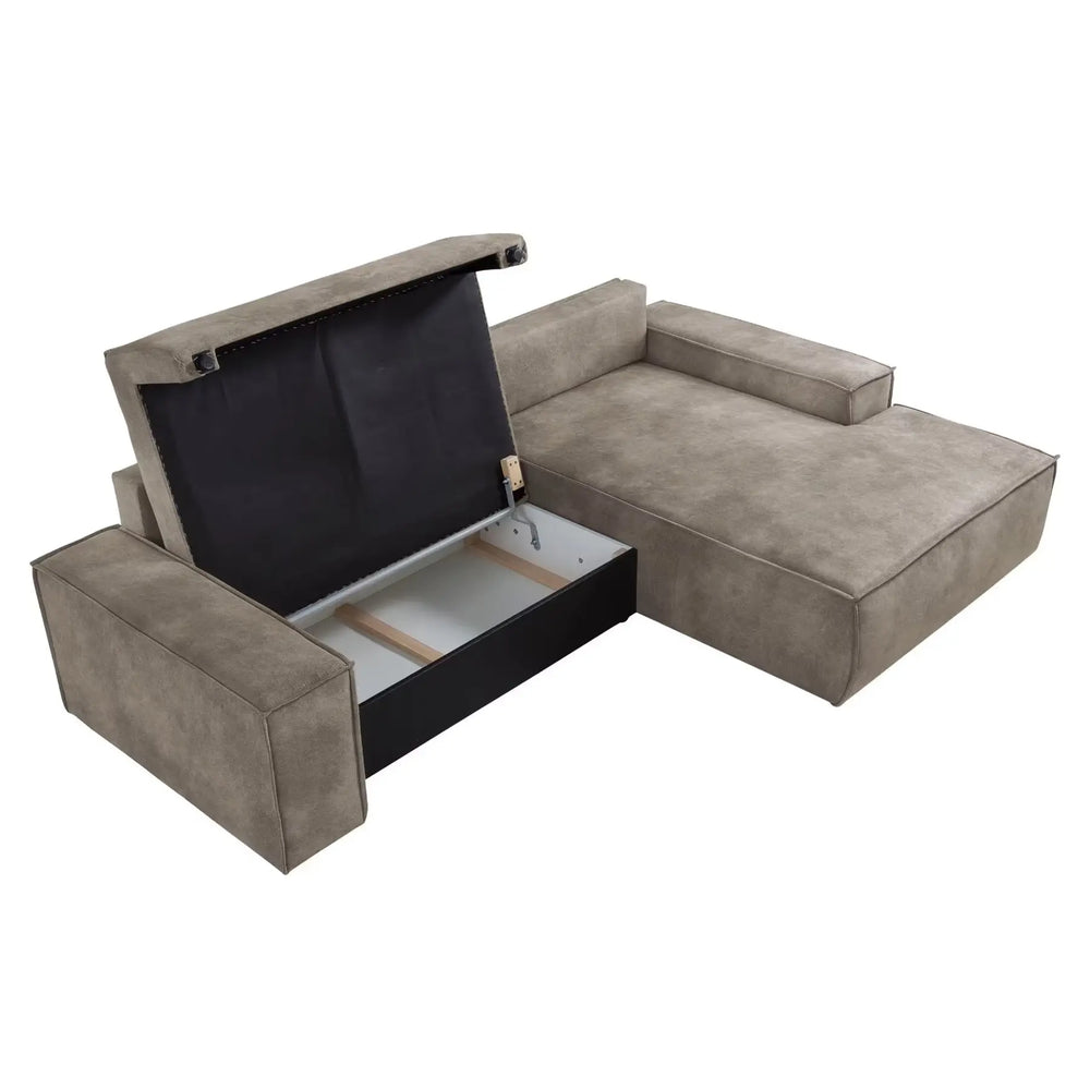 
                  
                    Ecksofa in Vintage Lederoptik grau mit Schlaffunktion
                  
                