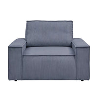 Eckiger Sessel mit Cord-Bezug in der Farbe Grau