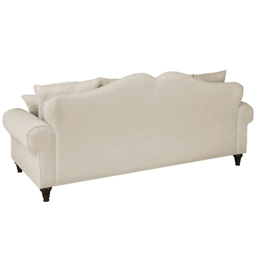 
                  
                    3,5 Sitzer Sofa in hellbeige mit schwarzen Füßen und 6 Kissen
                  
                