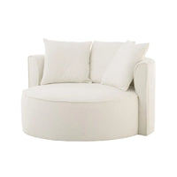 Runder XXL Sessel in creme mit Bouclé Stoffbezug