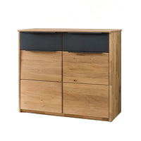 Kommode aus Holz mit anthrazitfarbenen Details