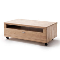Couchtisch mit Schublade mit Rollen aus massiver Eiche