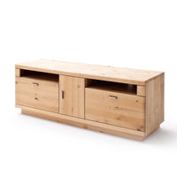 Lowboard aus massiver Eiche mit 2 Schubladen, 2 offenen Fächern und einer Tür