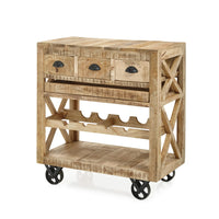 Barschrank aus Mangohol auf 4 Rollen