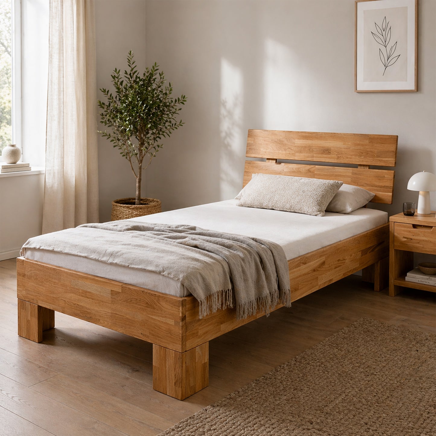 Holzbett aus Wildeiche