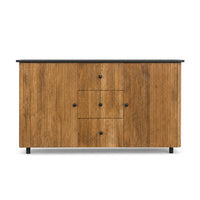 Sideboard aus Mangoholz mit Marmordeckplatte und schwarzen Details
