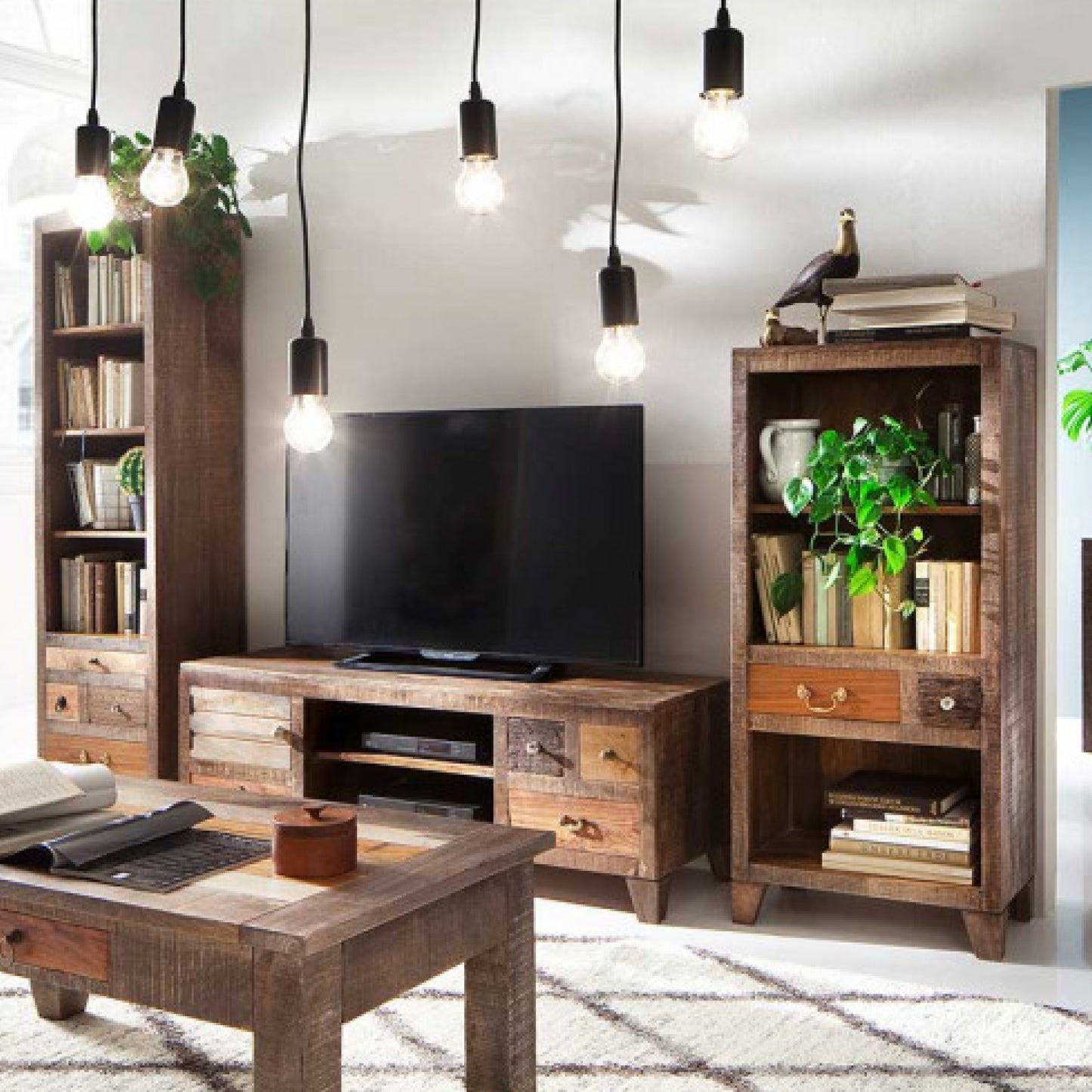 AMD Möbel Bücherregale, TV Stand und Wohnzimmertisch, alle im Shabby Chic und aus Holz