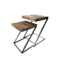 2er Set Beistelltische aus Holz und Metall