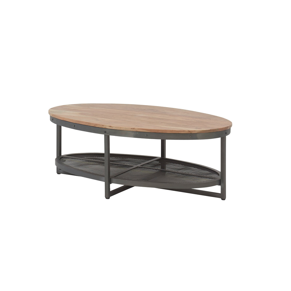 Couchtisch oval mit Ablage aus Metall