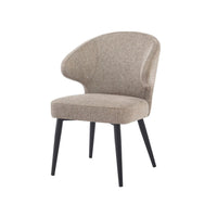 Esszimmerstuhl mit beigem Stoffbezug und schwarzem Fuß