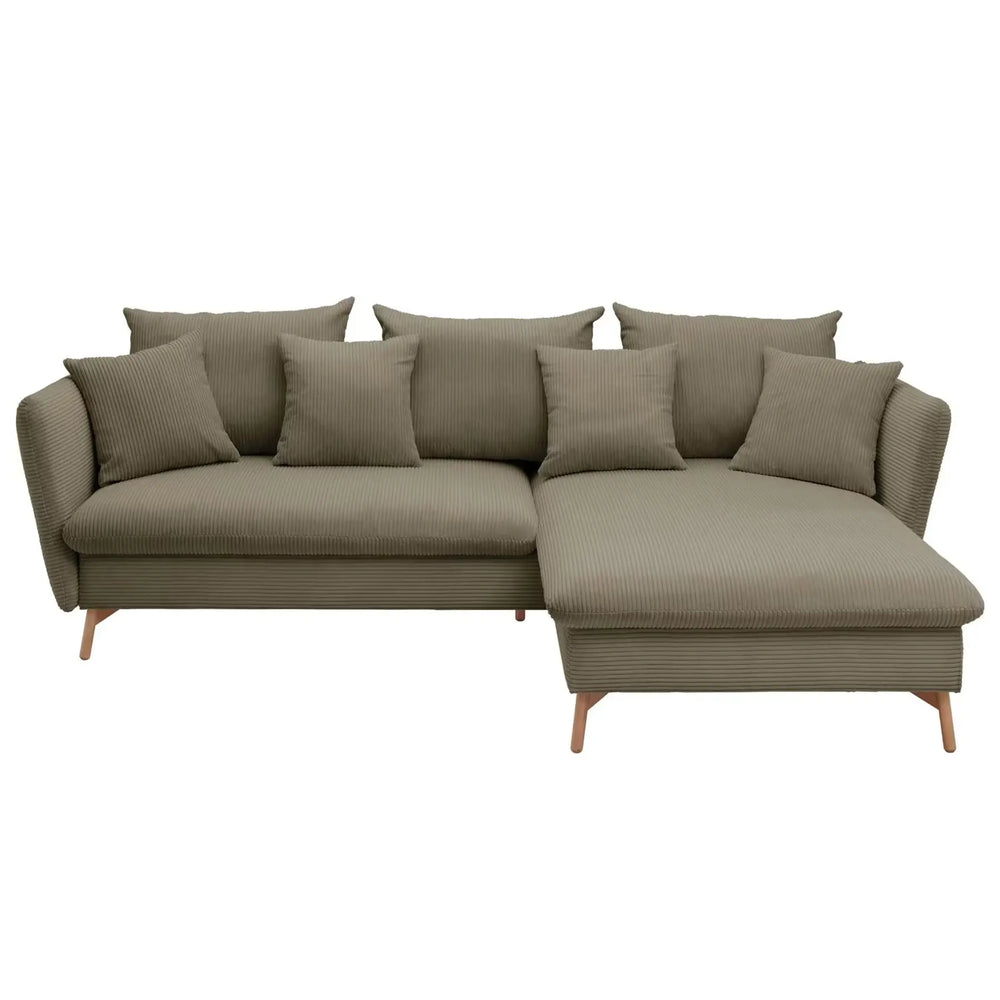 Ecksofa mit grünem Cordbezug