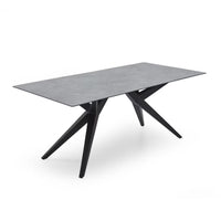 Esstisch in Zement-Design-Optik mit schwarzem Gestell