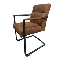 Esszimmerstuhl in Braun mit schwarzem Metallgestell