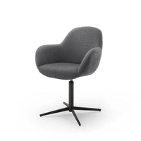 Esszimmerstuhl mit grauem Bezug und schwarzem Fuß