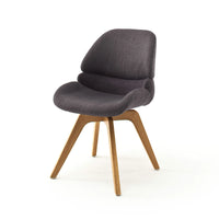 Esszimmerstuhl mit anthrazitfarbenem Bezug und Holzfuß