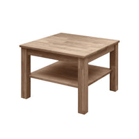 Quadratischer Couchtisch aus Eiche mit Ablagefläche