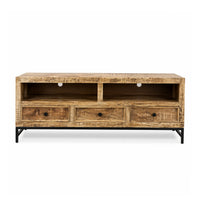 Lowboard aus massivem Mangoholz mit schwarzen Details