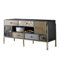 TV-Lowboard aus Mangoholz mit verschiedenen Mustern