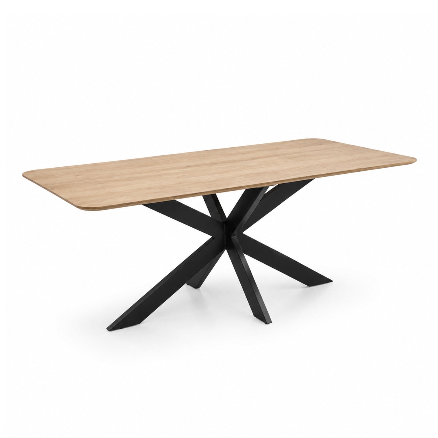 Esstisch aus Holz mit schwarzem Spider-Gestell aus Metall