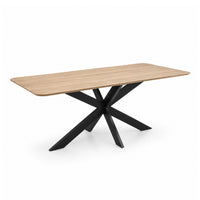 Esstisch aus Holz mit schwarzem Spider-Gestell aus Metall