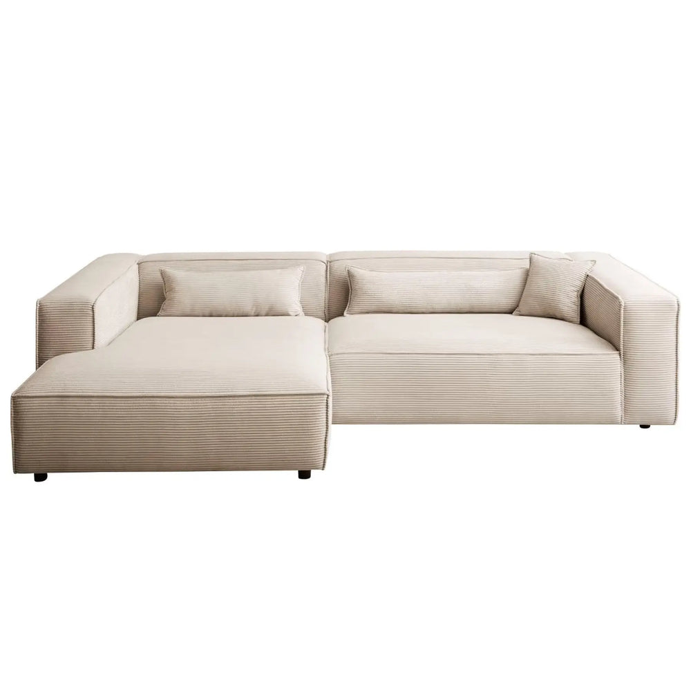 XXL Ecksofa mit Cordbezug in hellbeige