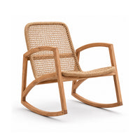 Schaukelstuhl aus Teakholz und Rattan