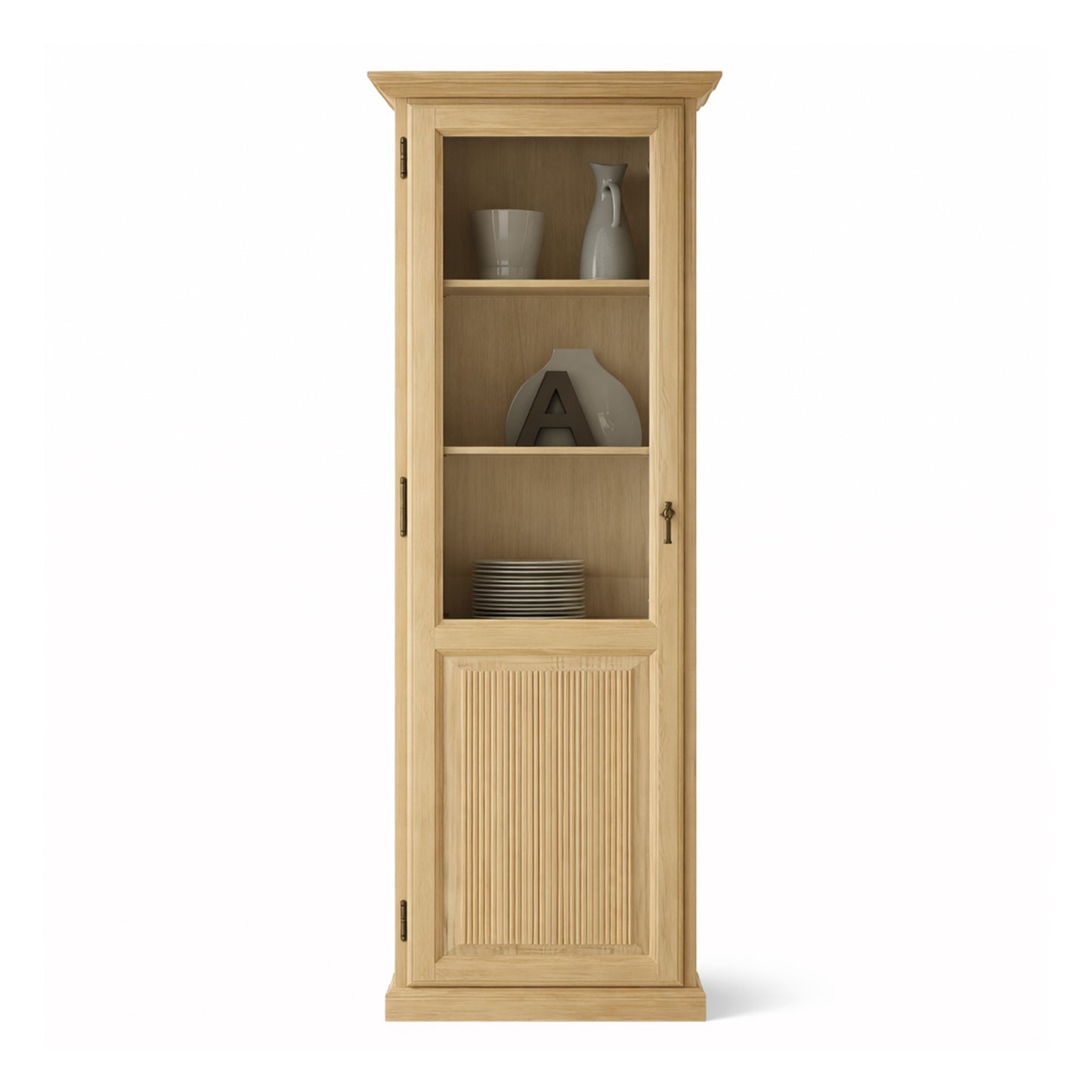 1-türige Vitrine aus massiven Pinienholz