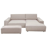 XXL Ecksofa hellbeige mit Hocker