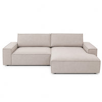 XXL-Ecksofa mit beigem Bezug in Leinentopik